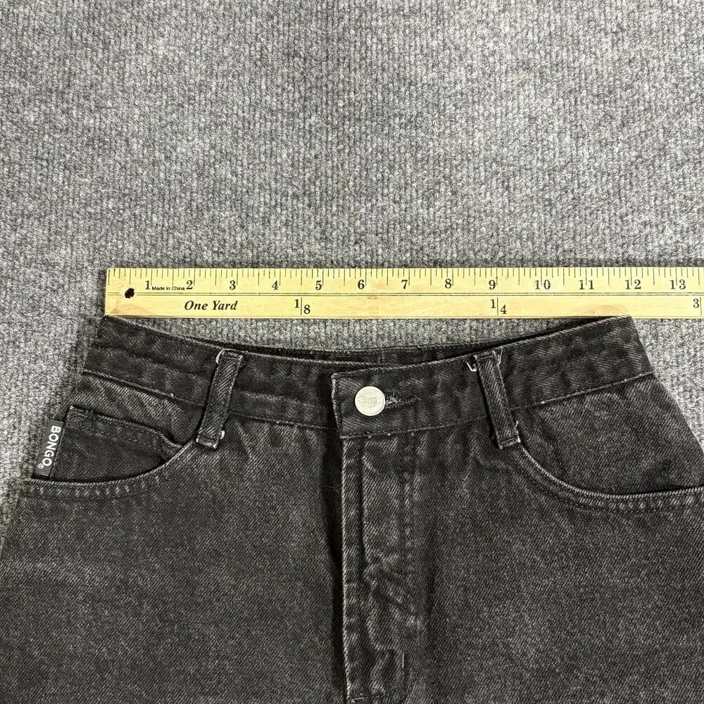 Bongo Shorts Juniors 3 Black Denim Cut Off Frayed Raw Hem Slim Double Black